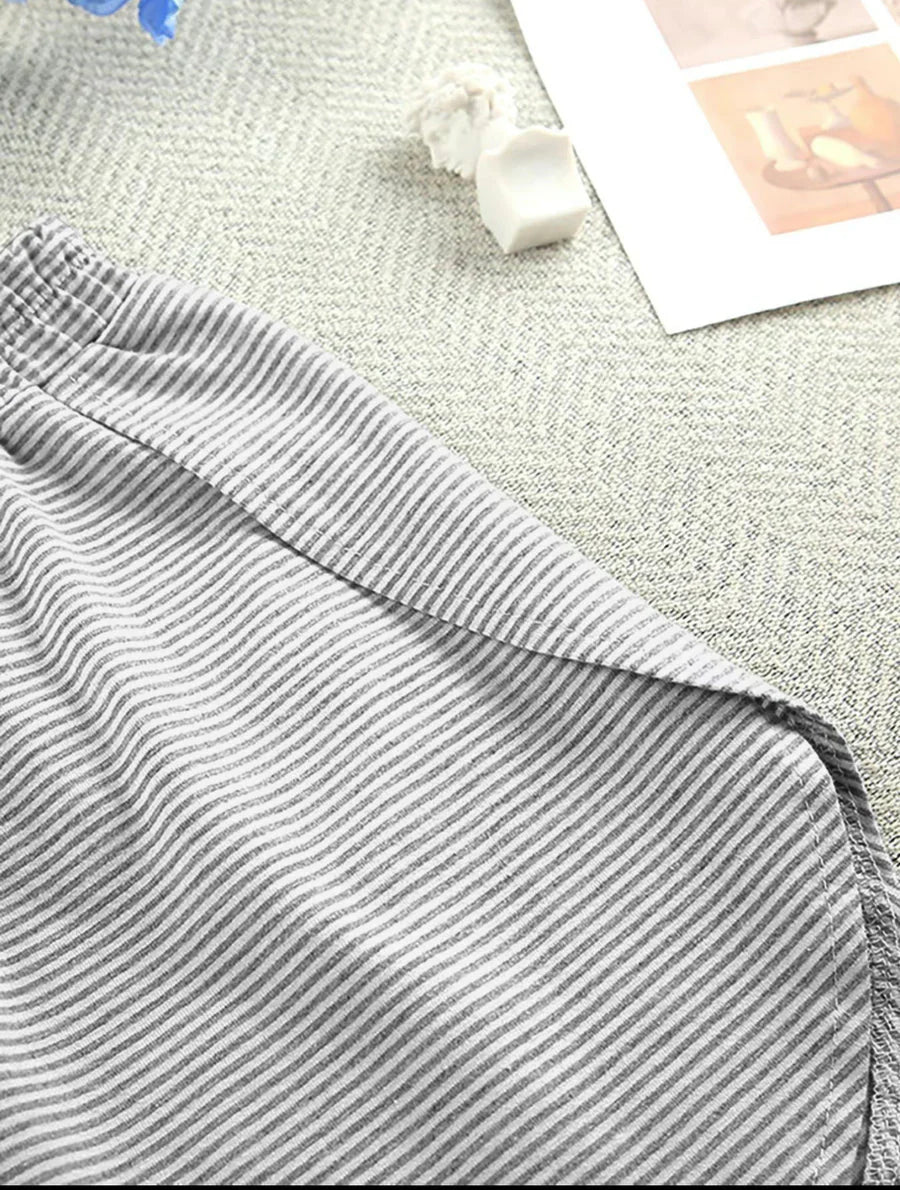 Two Piece Striped Slit Lounge Set