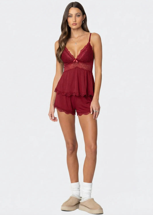 High Slit SPOILD Lacy Short 2-Piece Set