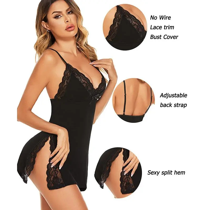 High Slit Nighty & Matching Panties