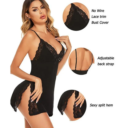 High Slit Nighty & Matching Panties