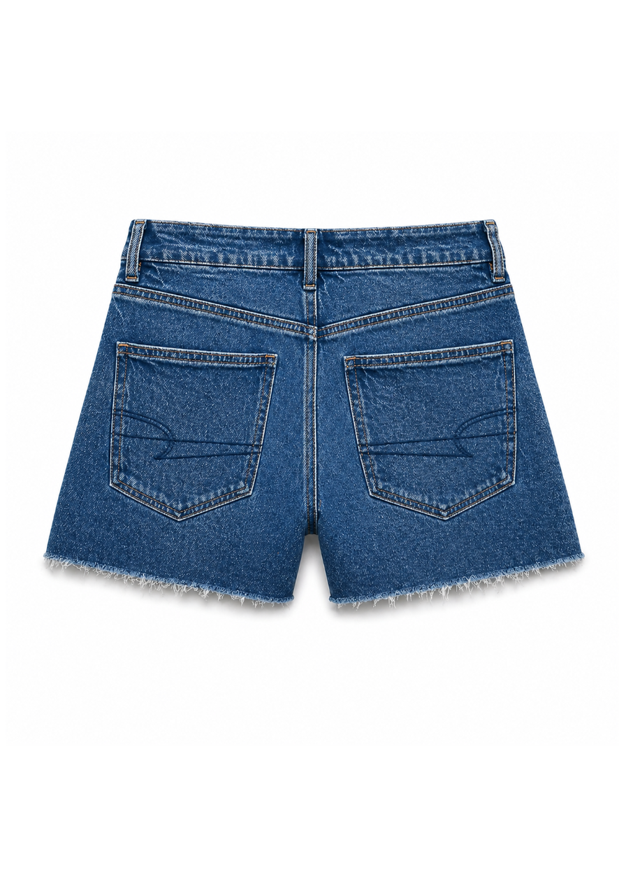 Crossover High-Waisted Stretch Jean Shorts