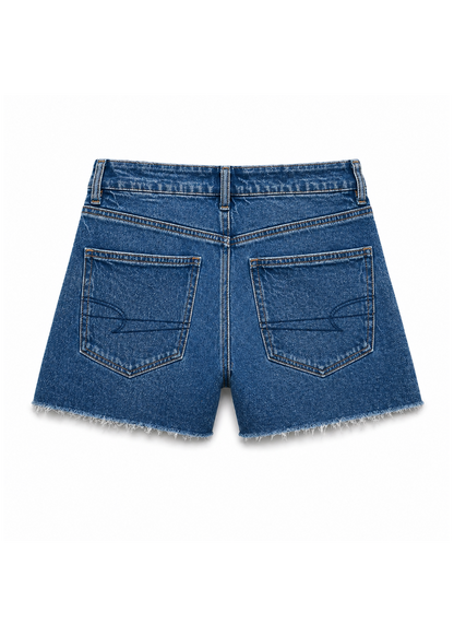 Crossover High-Waisted Stretch Jean Shorts