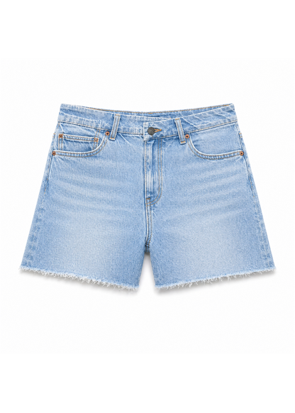 Crossover High-Waisted Stretch Jean Shorts