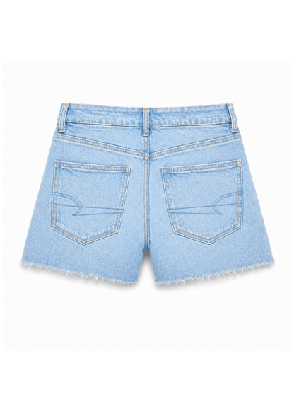 Crossover High-Waisted Stretch Jean Shorts