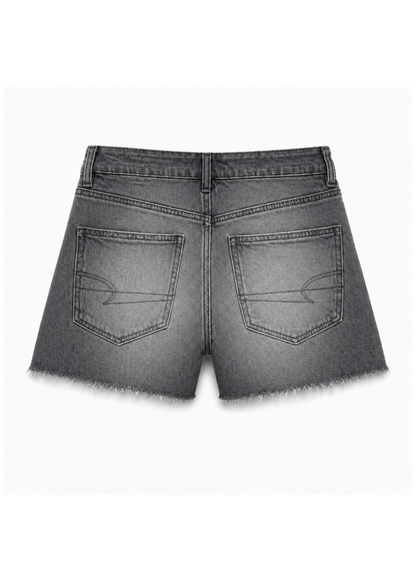 Crossover High-Waisted Stretch Jean Shorts